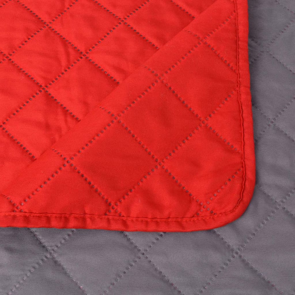vidaXL Cuvertură matlasată cu două fețe, 230 x 260 cm, roșu și gri