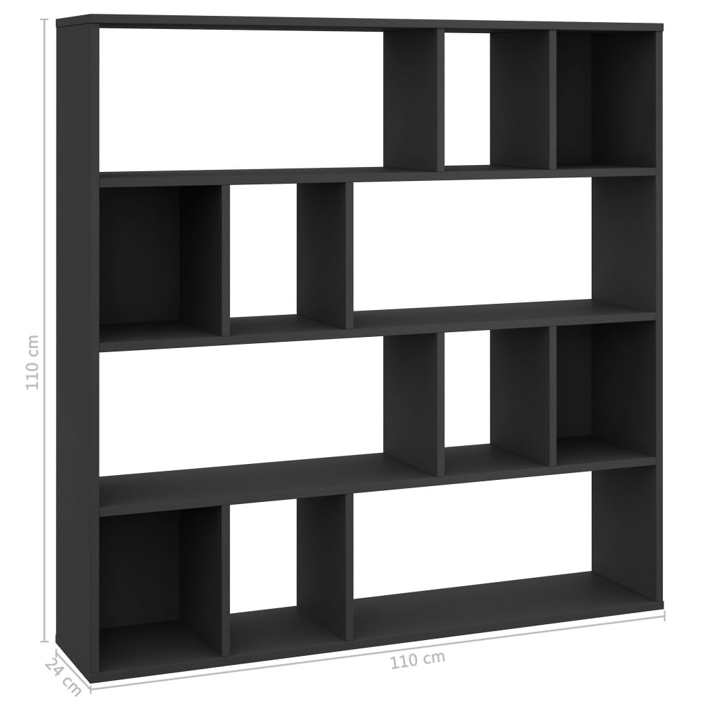 vidaXL Separator cameră/Bibliotecă, negru, 110x24x110 cm, PAL