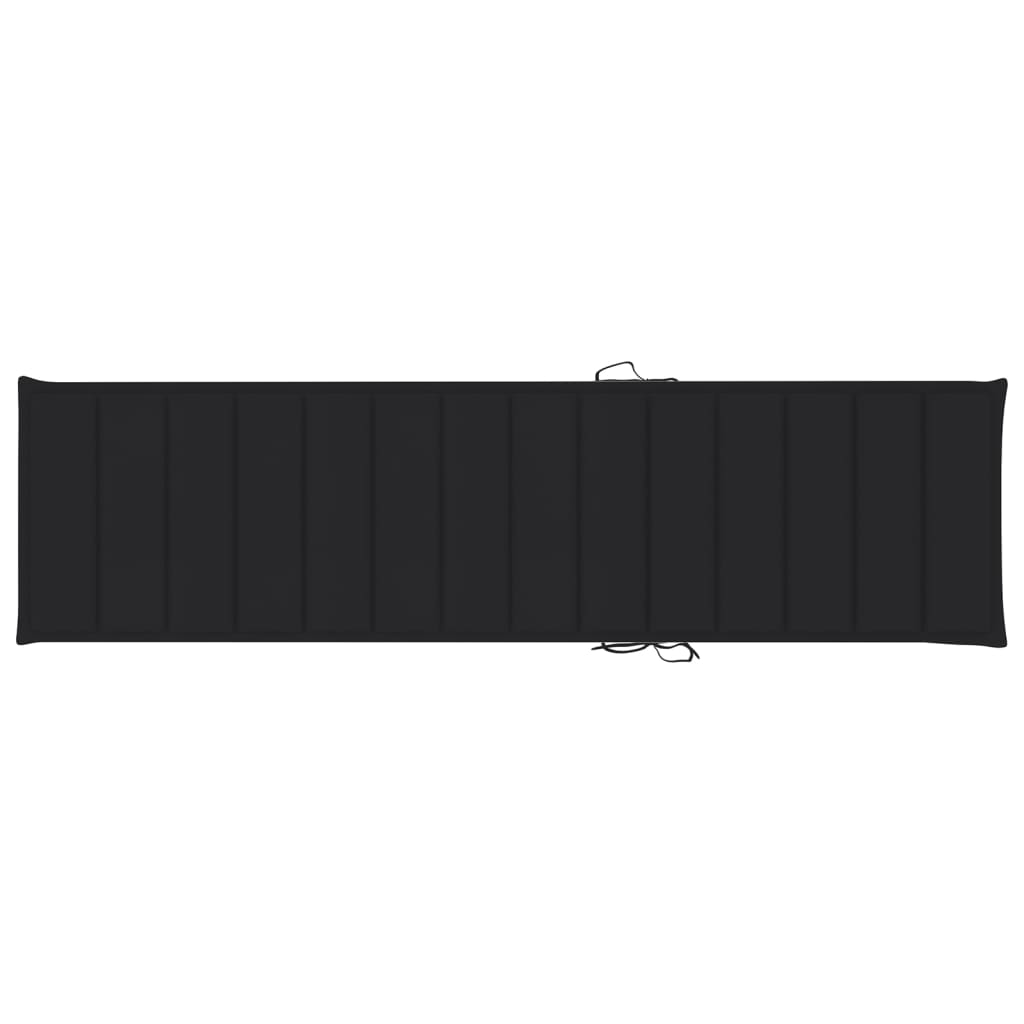vidaXL Șezlonguri cu pernă neagră, 2 buc., lemn masiv de tec