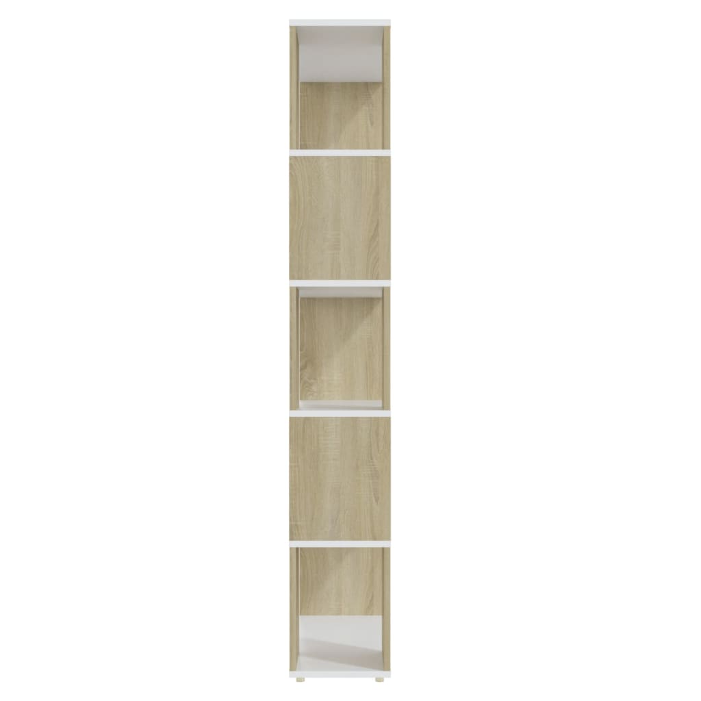 vidaXL Bibliotecă/Separator cameră alb&stejar Sonoma 80x24x155cm PAL