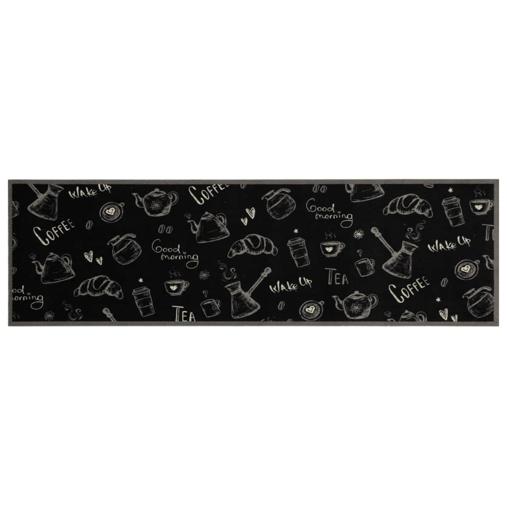 vidaXL Covor de bucătărie lavabil Morning, negru, 45x150 cm, catifea