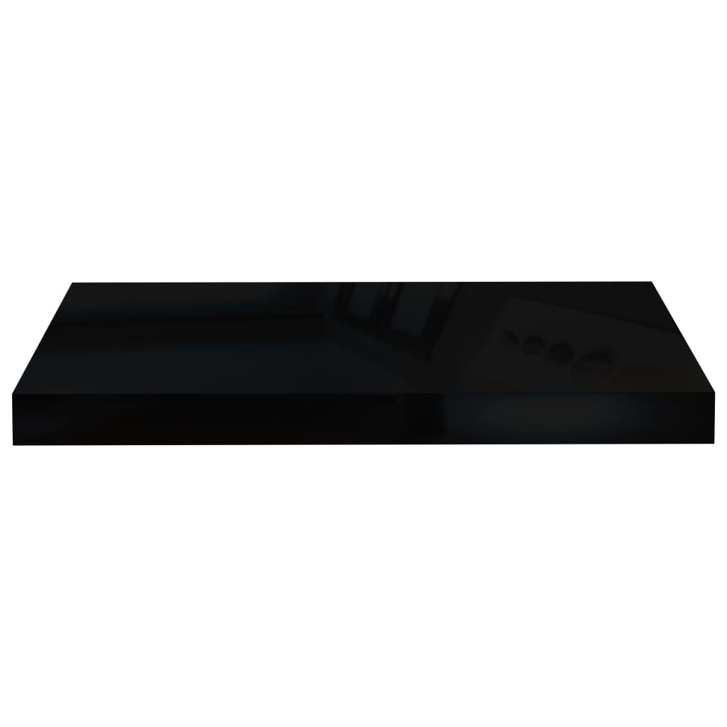 vidaXL Rafturi de perete, 2 buc., negru extralucios, 50x23x3,8 cm, MDF