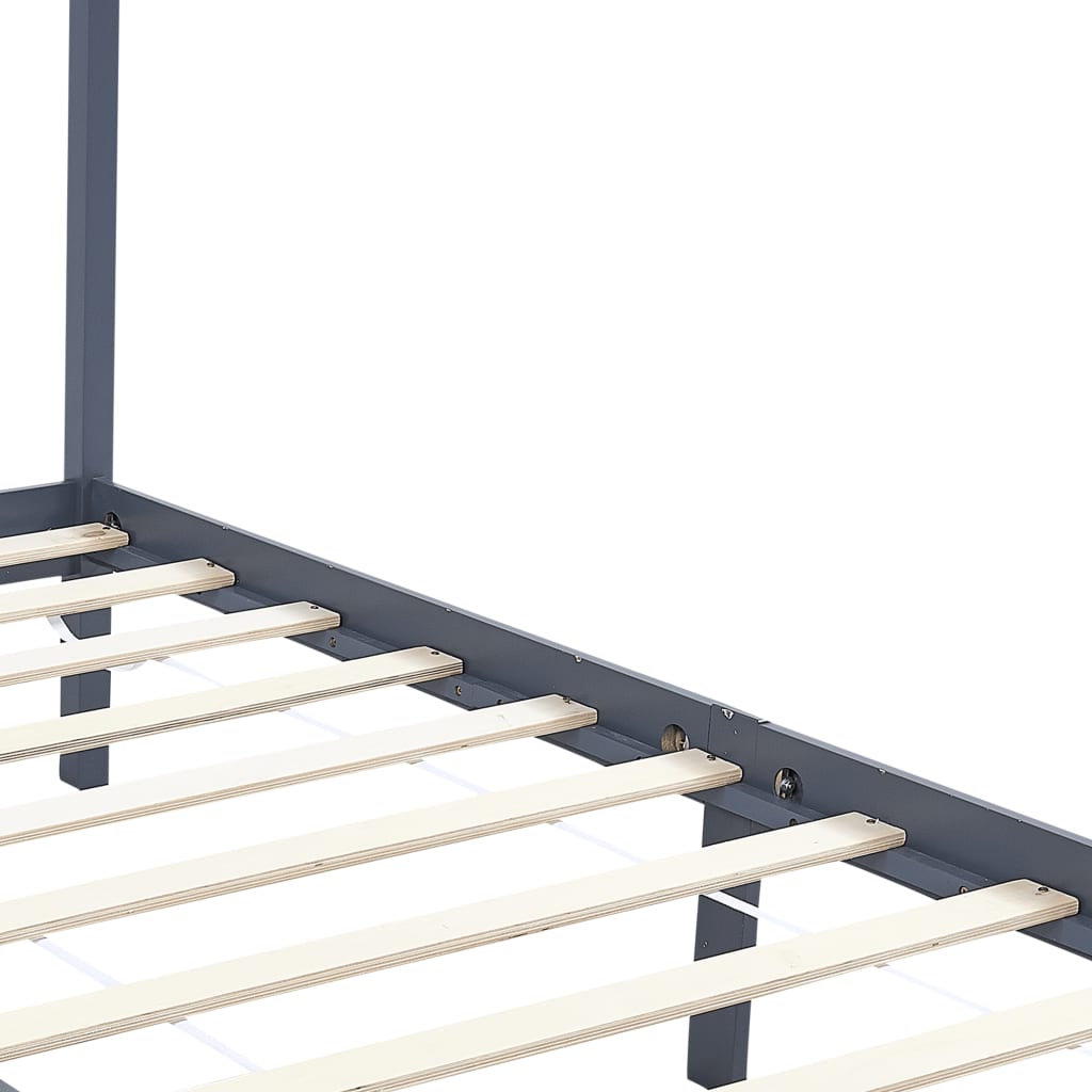 vidaXL Cadru de pat cu baldachin, gri, 120x200 cm, lemn masiv de pin