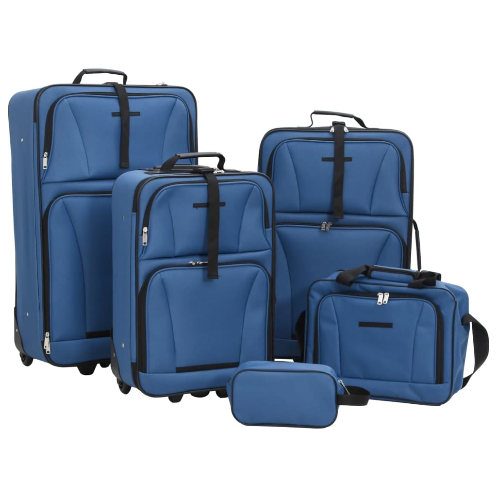 vidaXL Set de bagaje de călătorie, 5 piese, albastru, material textil