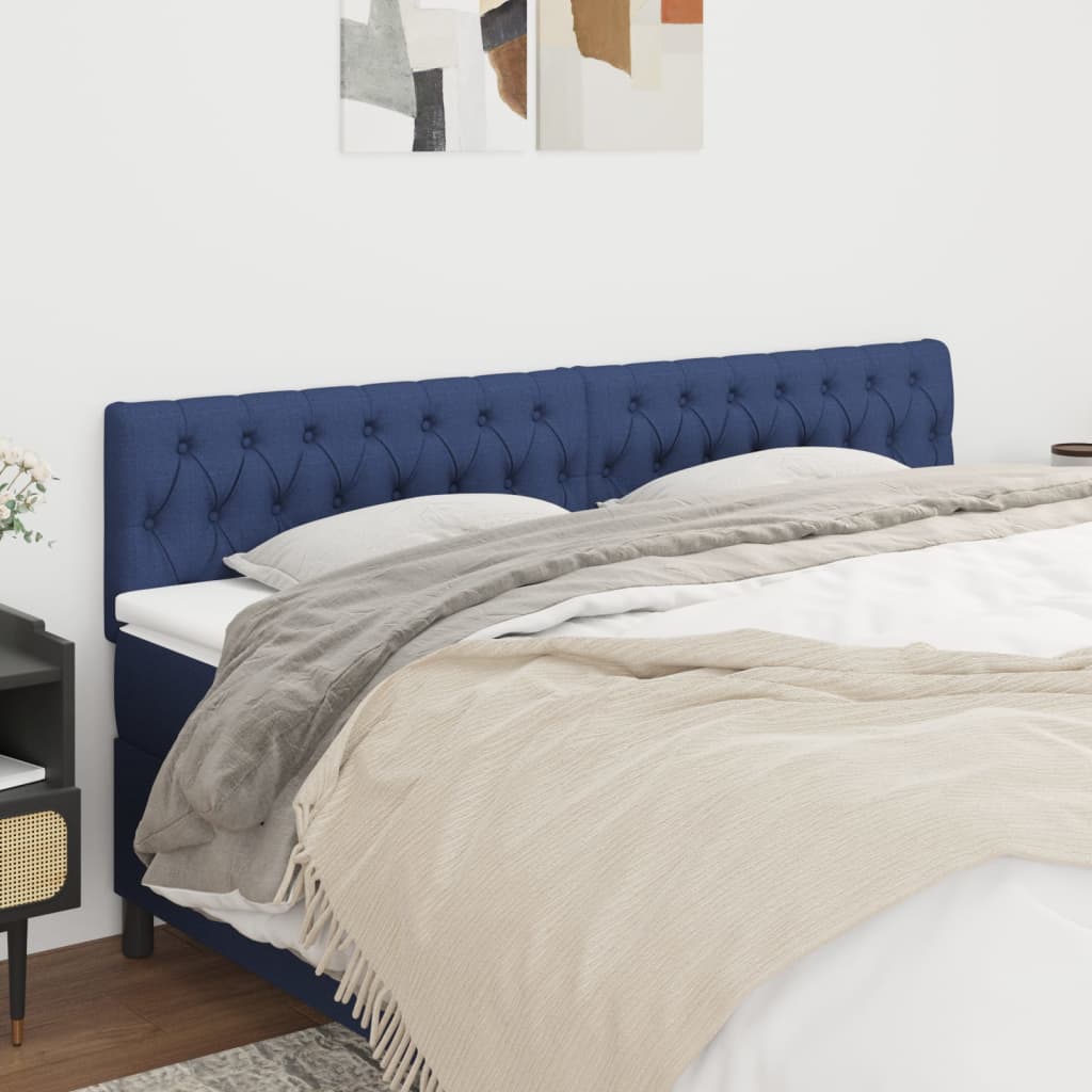 vidaXL Tăblii de pat, 2 buc, albastru, 90x7x78/88 cm, textil