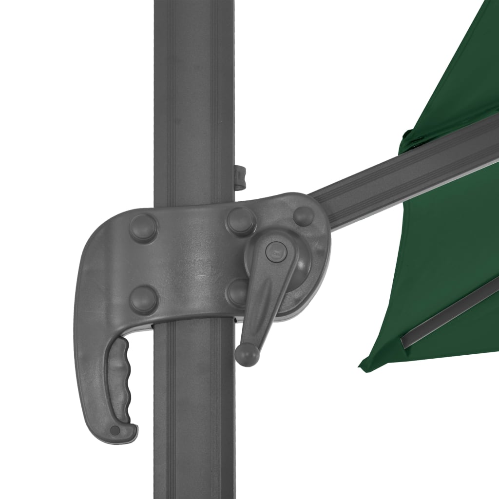 vidaXL Umbrelă suspendată cu stâlp din aluminiu, verde, 400x300 cm