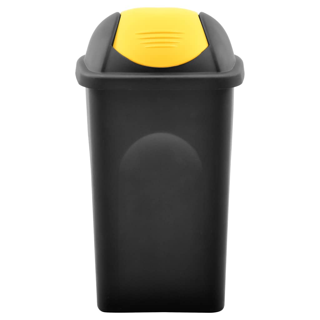 vidaXL Coș de gunoi cu capac oscilant, negru și galben, 60L