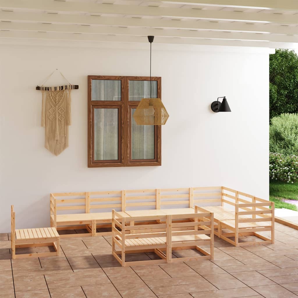 vidaXL Set mobilier de grădină, 10 piese, lemn masiv de pin