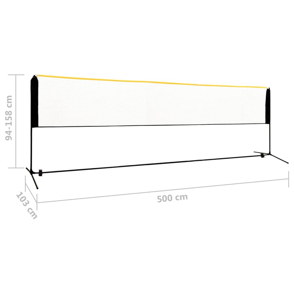 vidaXL Plasă de badminton reglabilă, 500x103x94-158 cm, metal