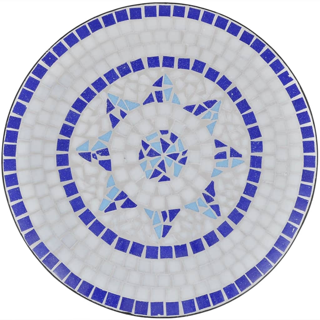 vidaXL Masă de bistro, albastru și alb, 60 cm, mozaic