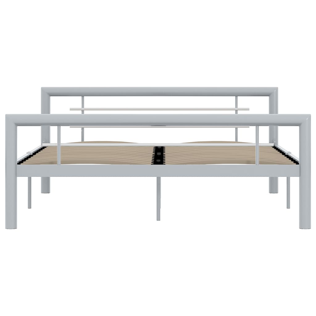 vidaXL Cadru de pat, gri și alb, 140 x 200 cm, metal