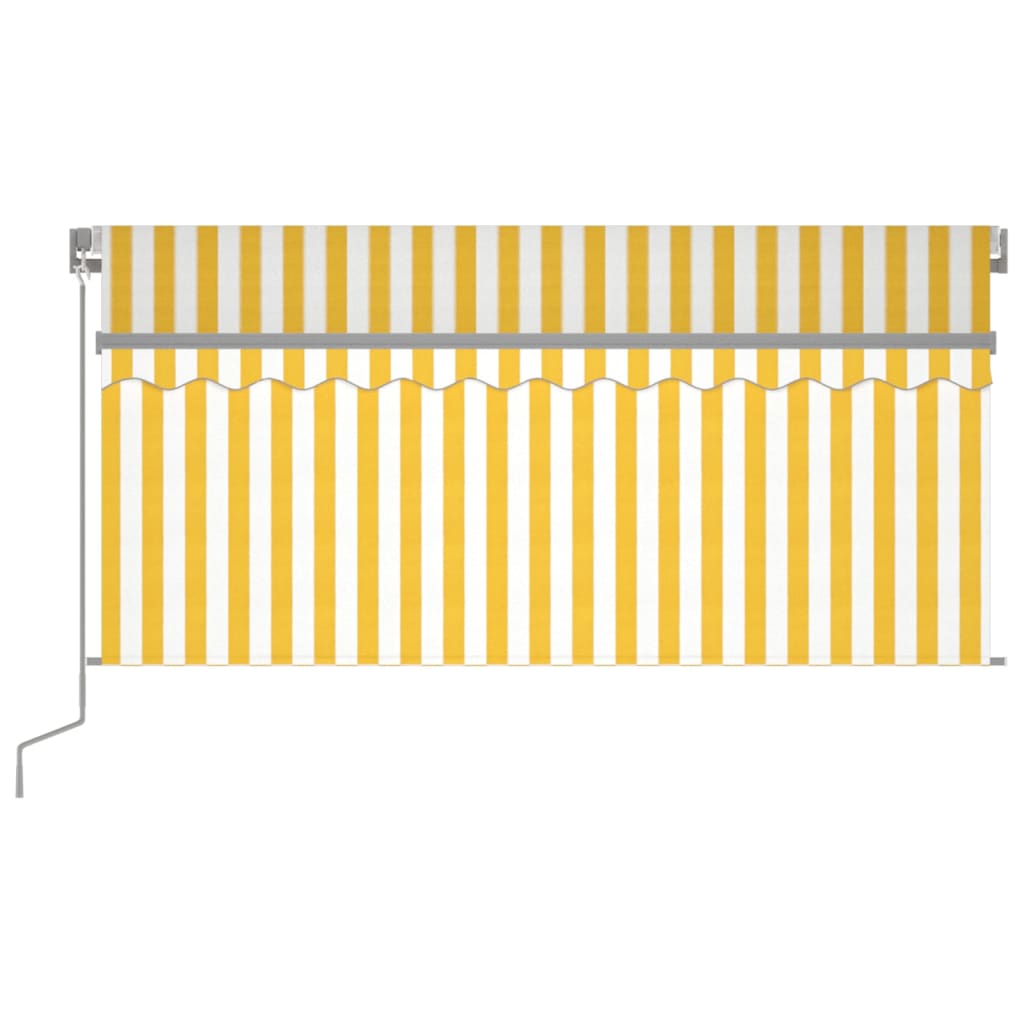 vidaXL Copertină retractabilă manual cu stor, galben&alb, 3,5x2,5 m