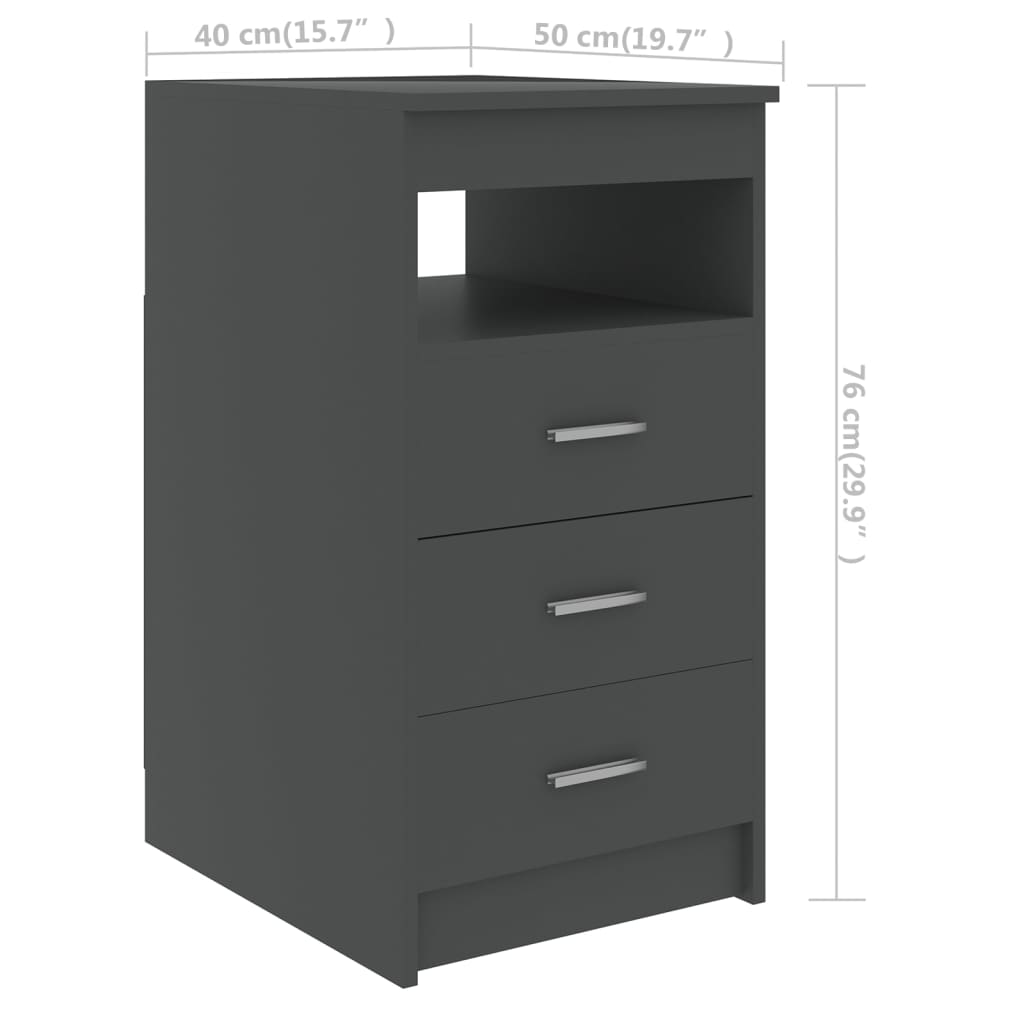 vidaXL Dulap cu sertare, gri, 40x50x76 cm, lemn compozit