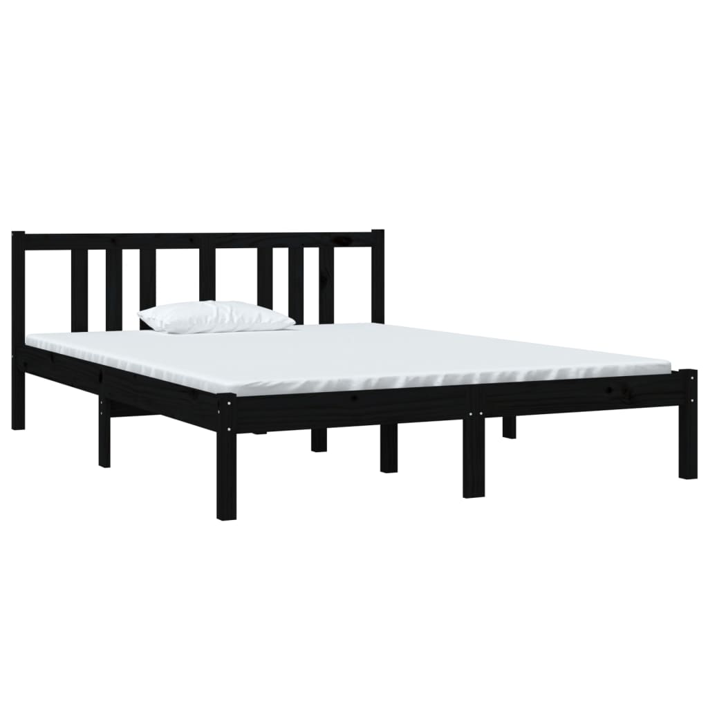 vidaXL Cadru de pat, negru, 140x190 cm, lemn masiv