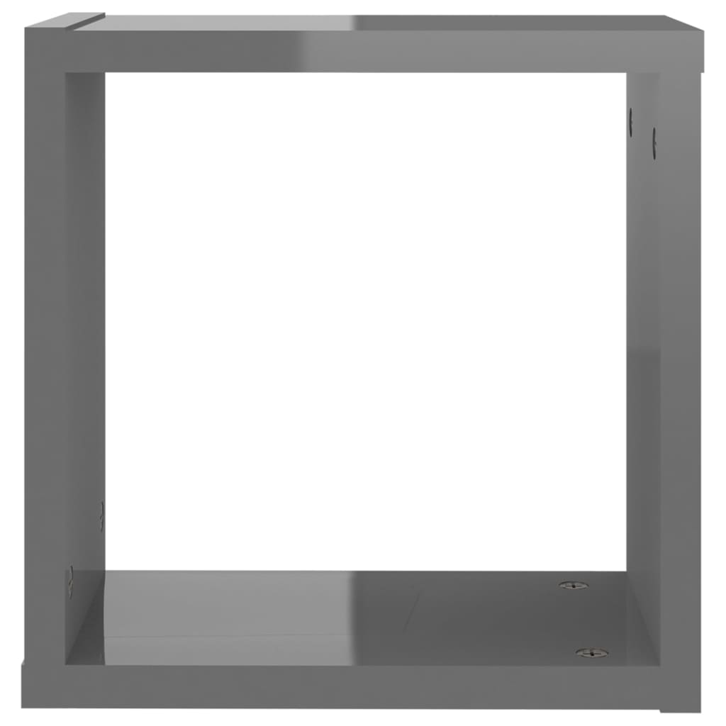 vidaXL Rafturi de perete cub, 2 buc., gri extralucios, 30x15x30 cm