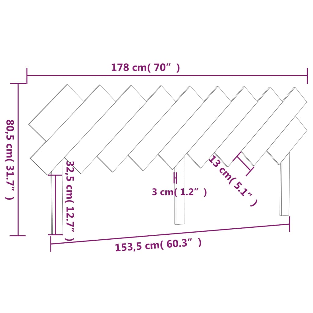 vidaXL Tăblie de pat, negru, 178x3x80,5 cm, lemn masiv de pin