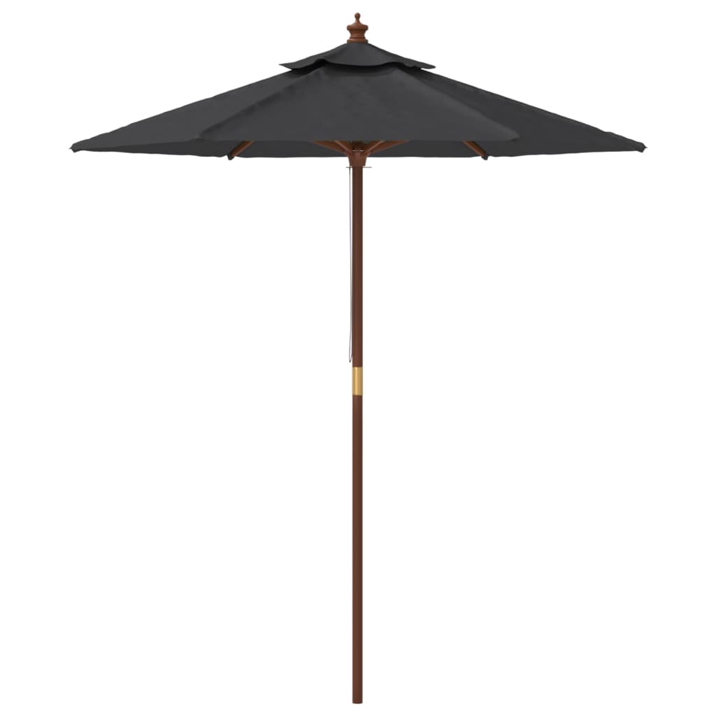 vidaXL Umbrelă de soare de grădină stâlp din lemn, negru, 196x231 cm
