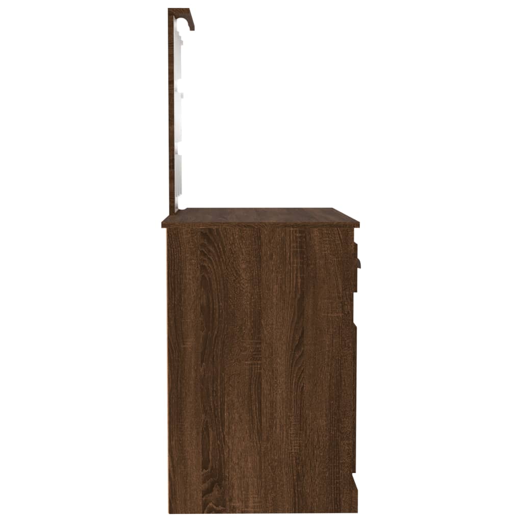 vidaXL Masă toaletă cu LED, stejar maro, 90x50x132,5 cm lemn prelucrat