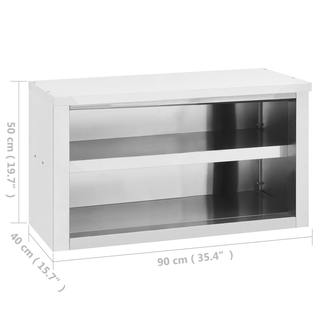 vidaXL Dulap de perete pentru bucătărie, 90x40x50 cm, oțel inoxidabil
