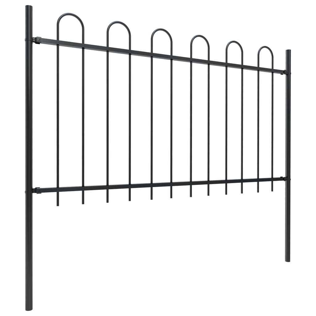 vidaXL Gard de grădină cu vârf curbat, negru, 13,6 m, oțel