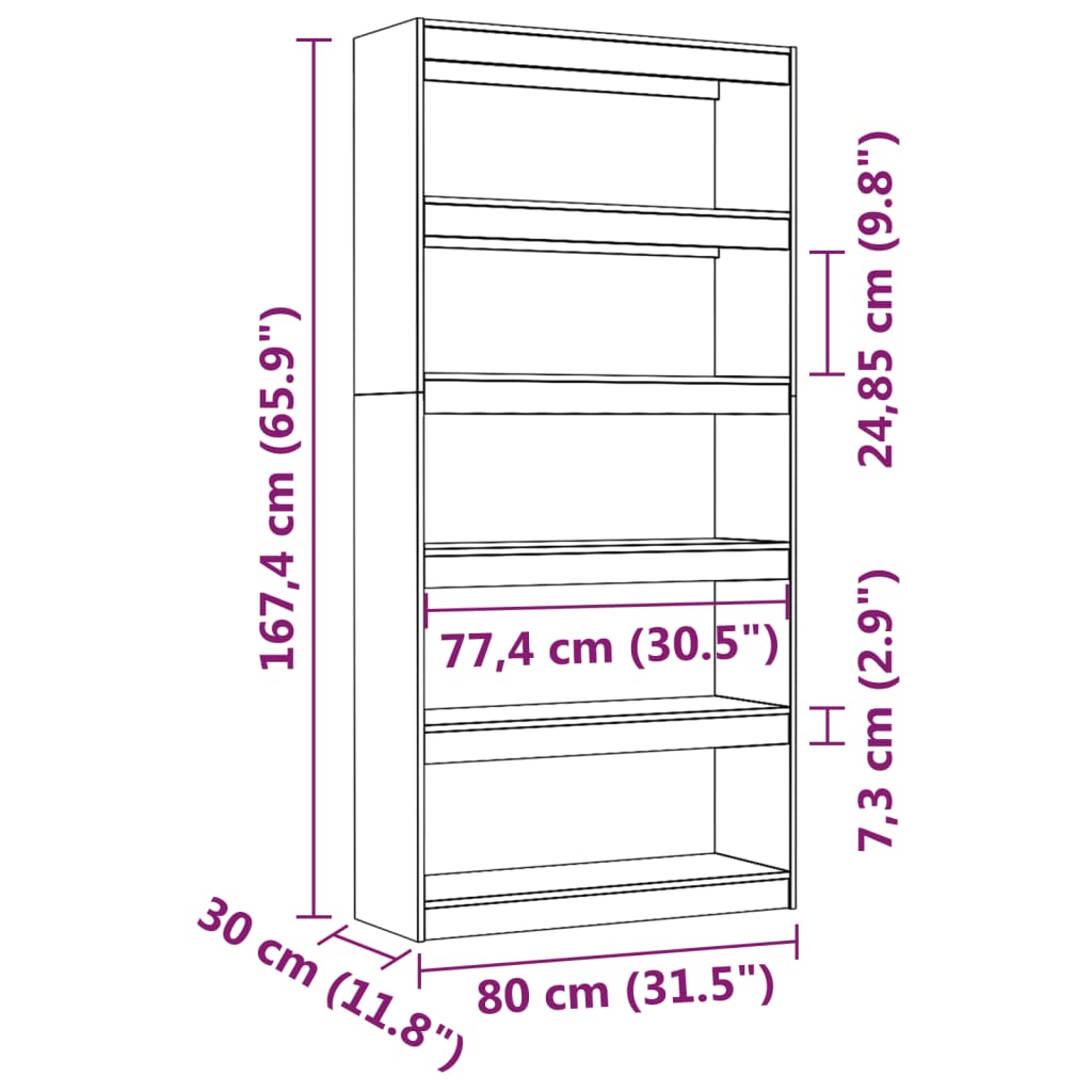 vidaXL Bibliotecă/Separator cameră, 80x30x167,4 cm lemn masiv pin