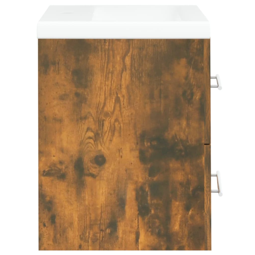 vidaXL Dulap chiuvetă bazin încorporat stejar fumuriu lemn prelucrat