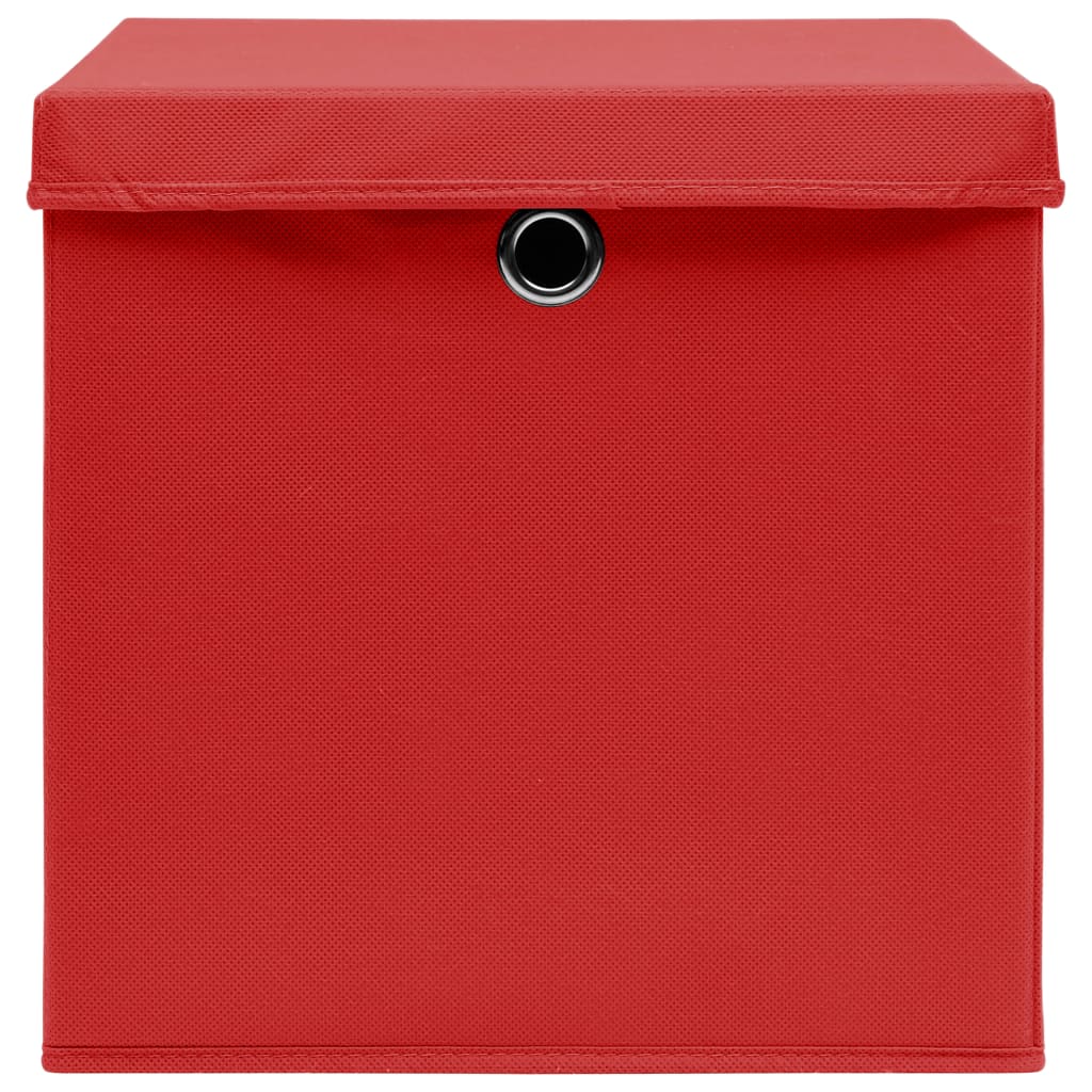 vidaXL Cutii depozitare cu capace 10 buc. roșu, 32x32x32 cm, textil
