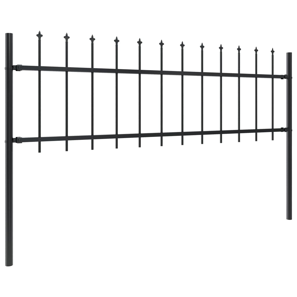 vidaXL Gard de grădină cu vârf suliță, negru, 13,6 m, oțel