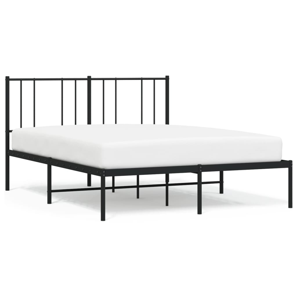 vidaXL Cadru de pat metalic cu tăblie, negru, 140x200 cm