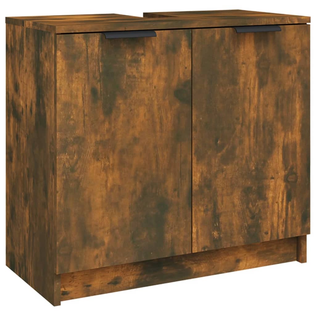 vidaXL Set dulapuri de baie, 5 piese, stejar afumat, lemn prelucrat
