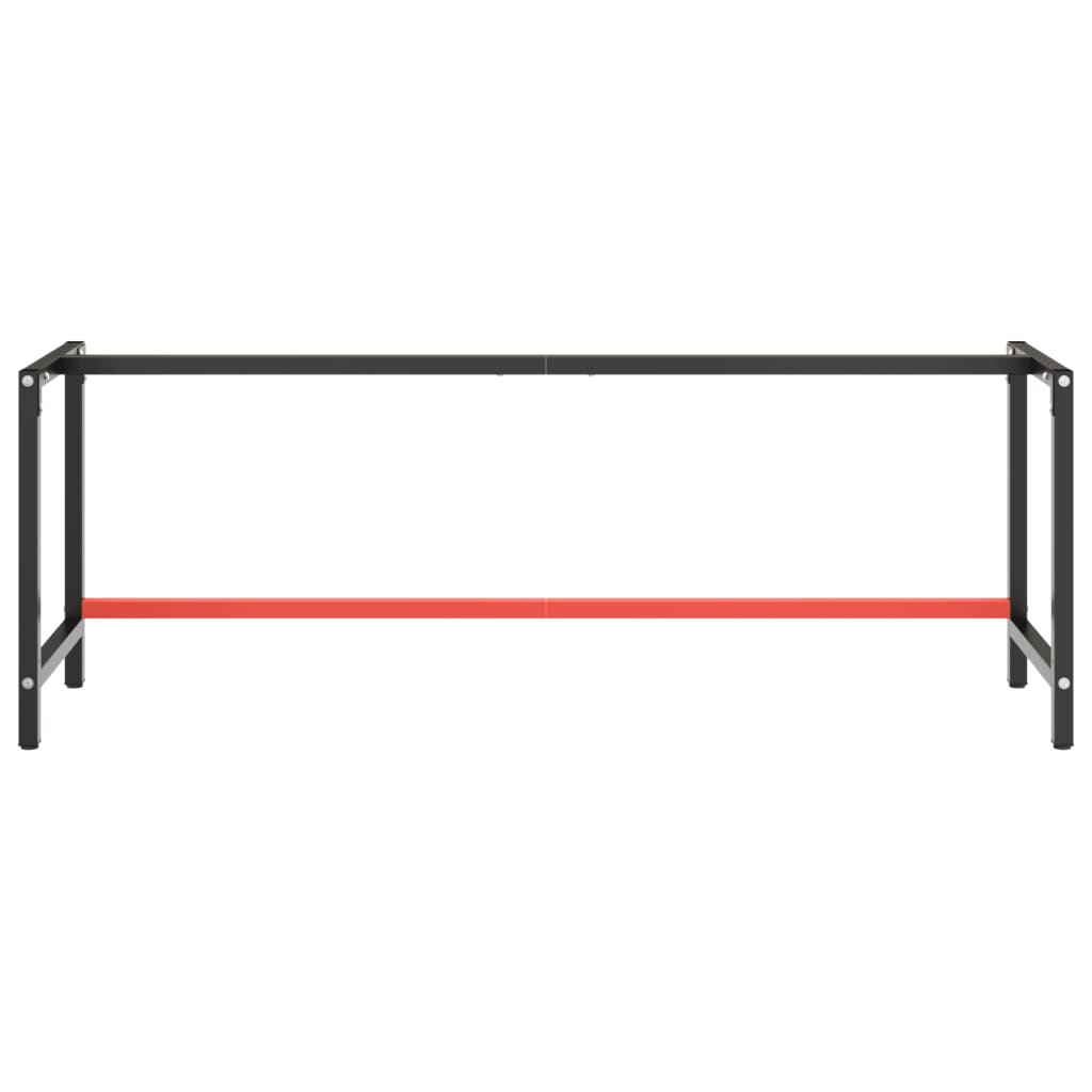 vidaXL Cadru banc de lucru, negru mat/roșu mat, 220x57x79 cm, metal