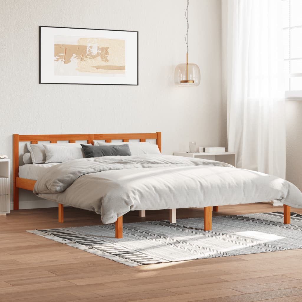 vidaXL Cadru de pat, maro ceruit, 150x200 cm, lemn masiv de pin