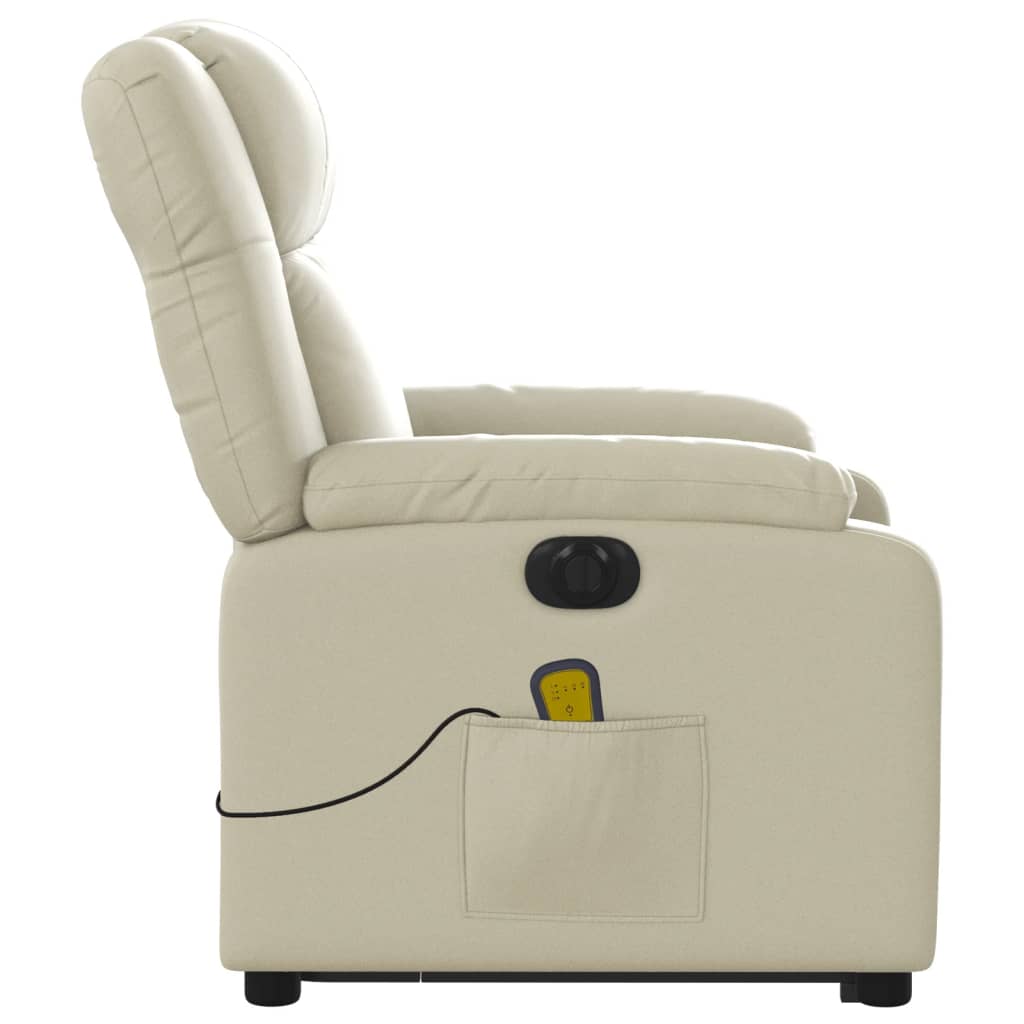 vidaXL Fotoliu electric masaj rabatabil cu ridicare, crem