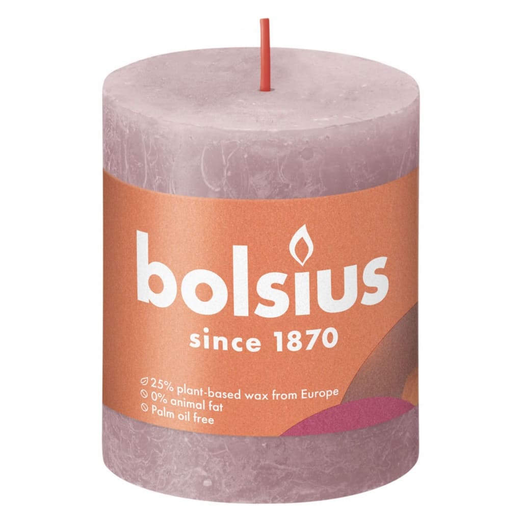 Bolsius Lumânări bloc rustice Shine, 4 buc., roz cenușiu, 80x68 mm