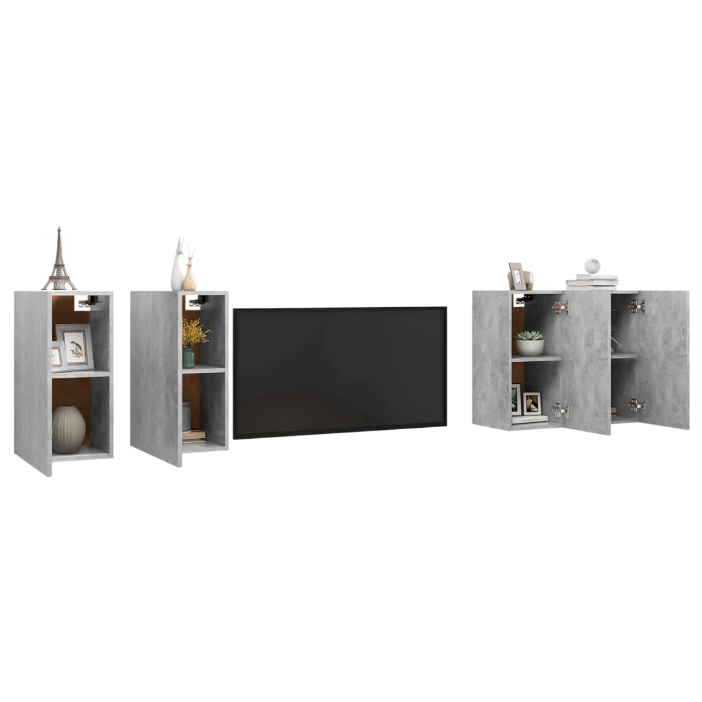 vidaXL Dulapuri TV, 4 buc, gri beton, 30,5x30x60 cm, lemn prelucrat