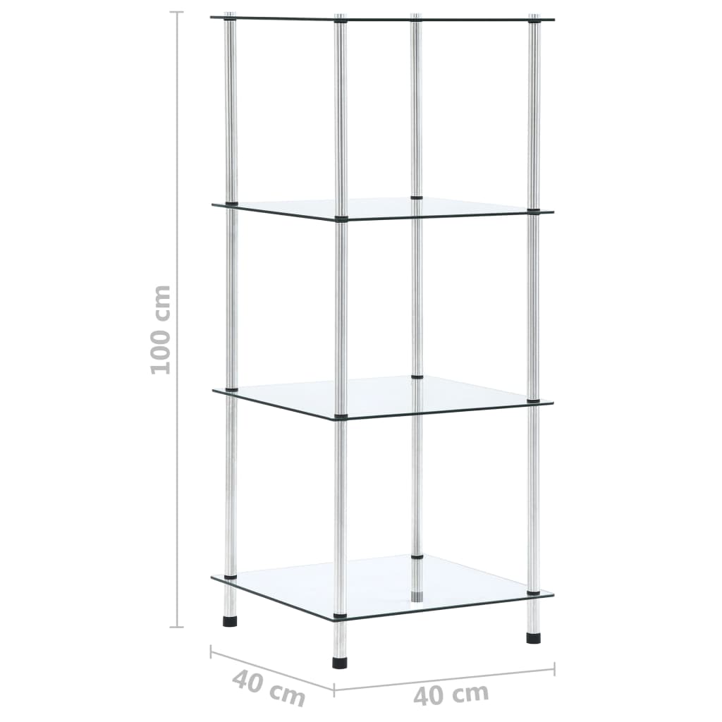vidaXL Raft cu 4 niveluri transparent, 40x40x100 cm, sticlă securizată