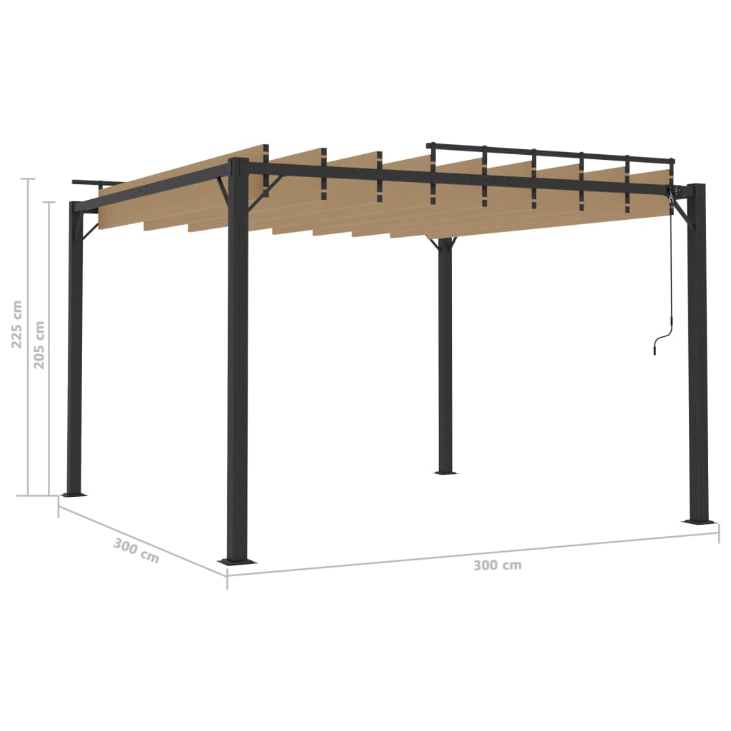 vidaXL Pavilion cu acoperiș jaluzea gri taupe 3x3 m țesătură&aluminiu