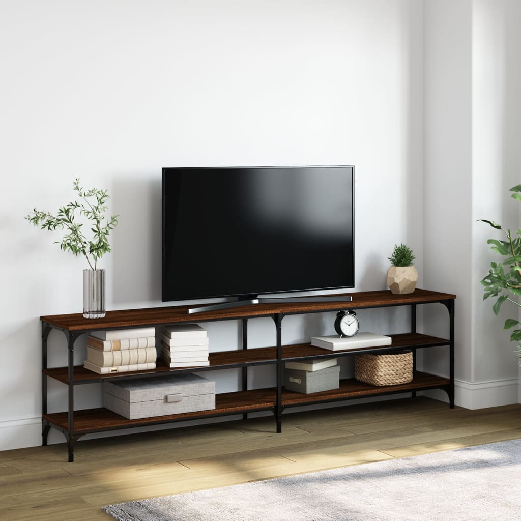 vidaXL Comodă TV, stejar maro, 180x30x50 cm lemn prelucrat și metal