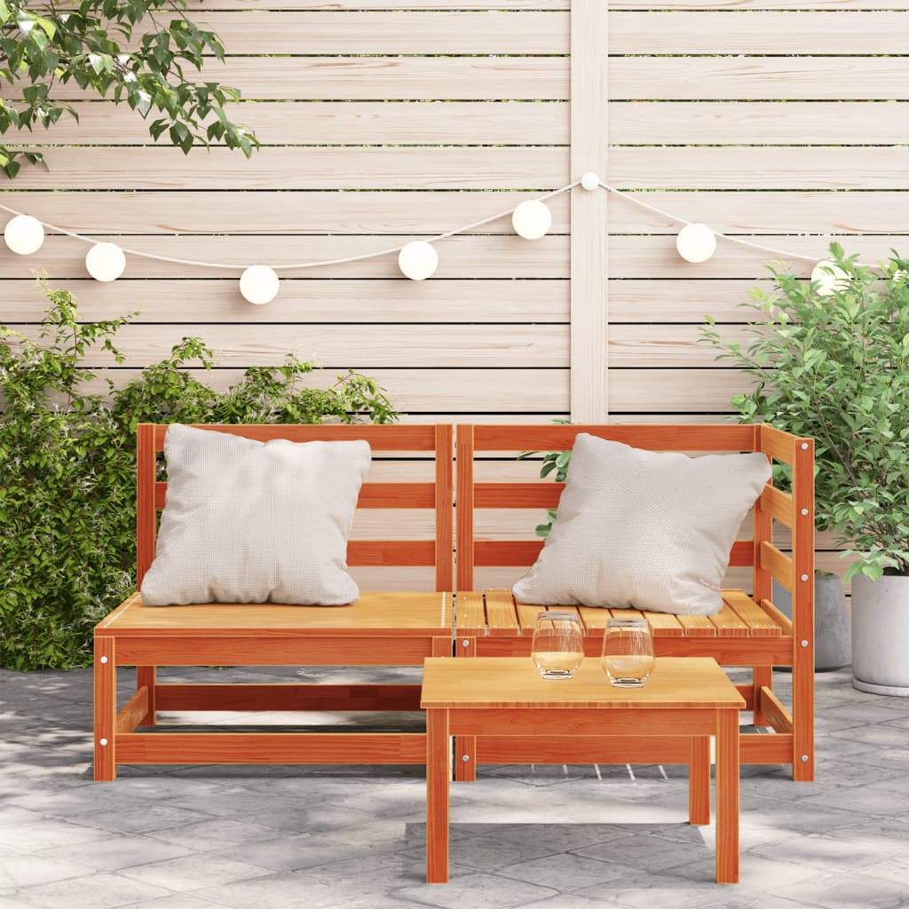 vidaXL Canapea de grădină cu 2 locuri, maro ceruit, lemn masiv de pin