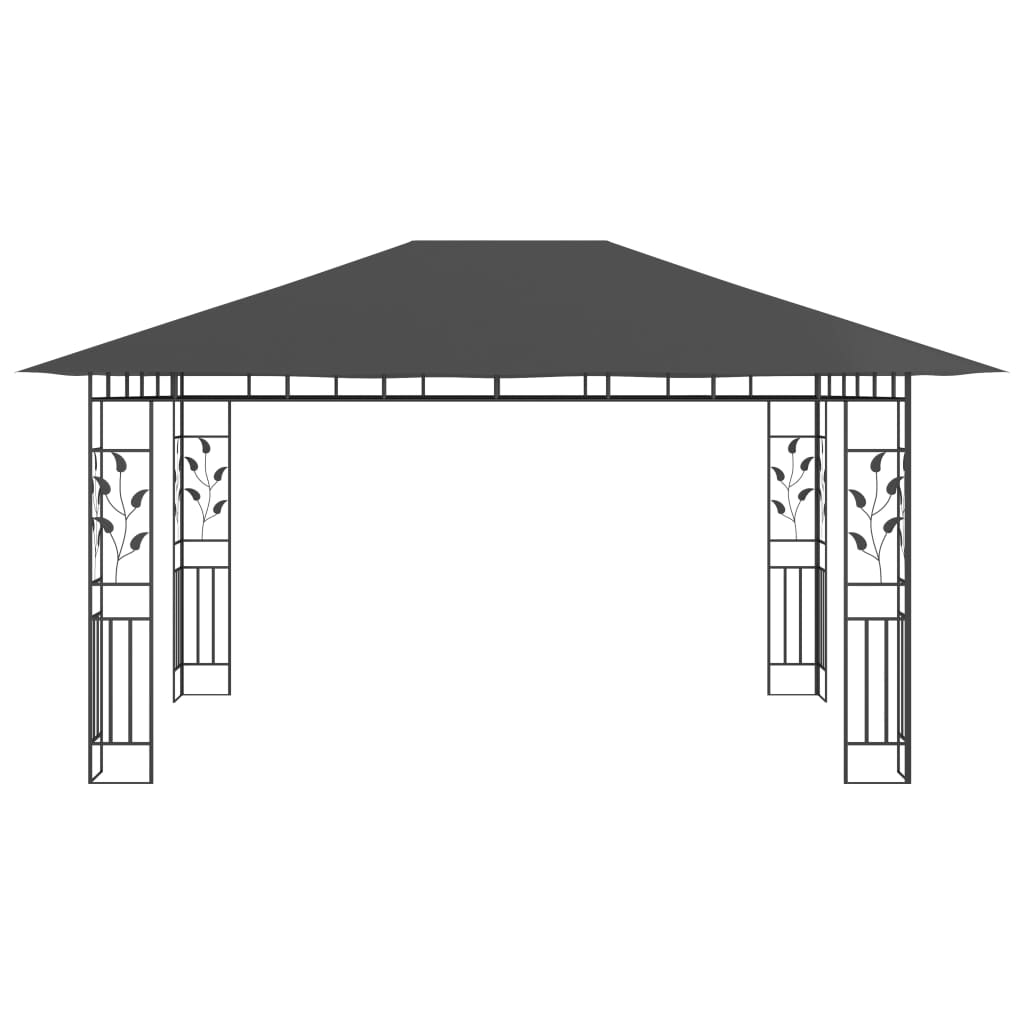 vidaXL Pavilion cu plasă anti-țânțari&lumini LED, antracit, 4x3x2,73 m