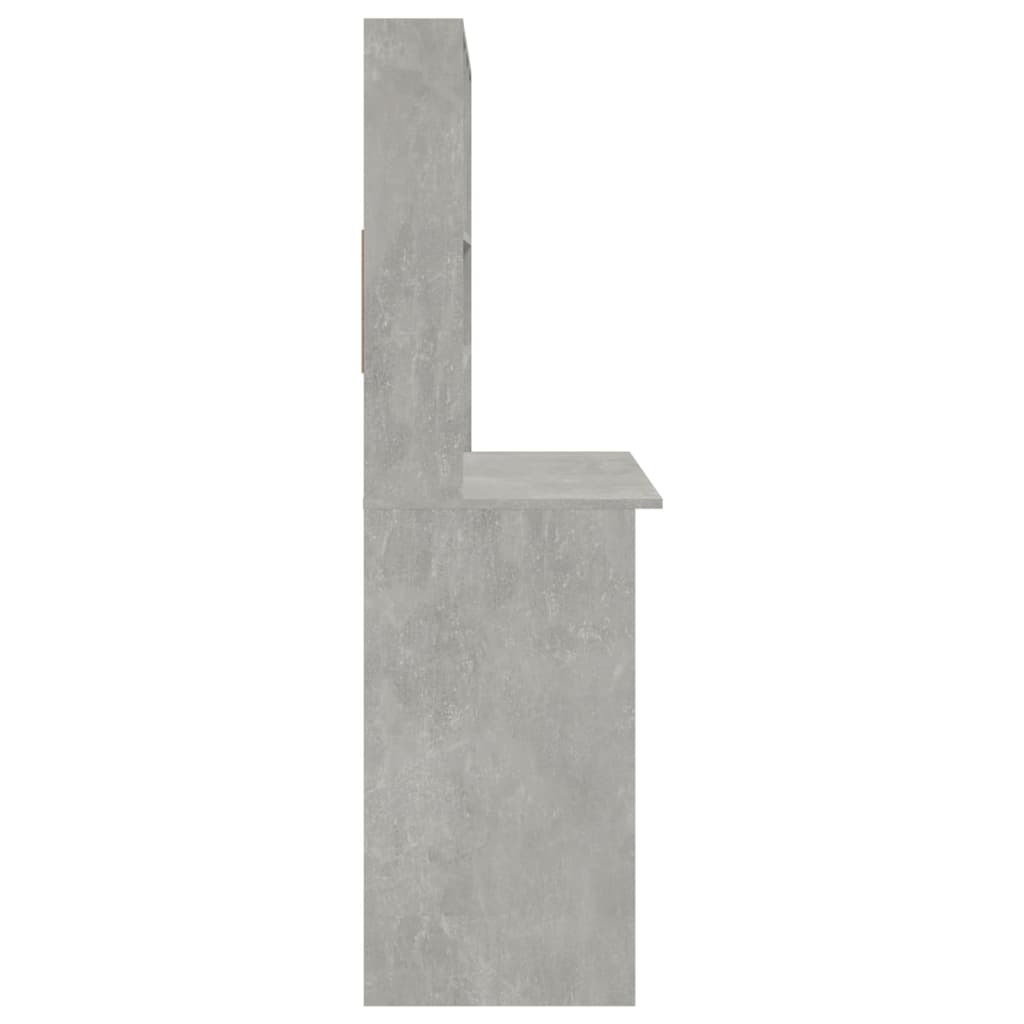 vidaXL Birou cu rafturi, gri beton, 102x45x148 cm, lemn compozit