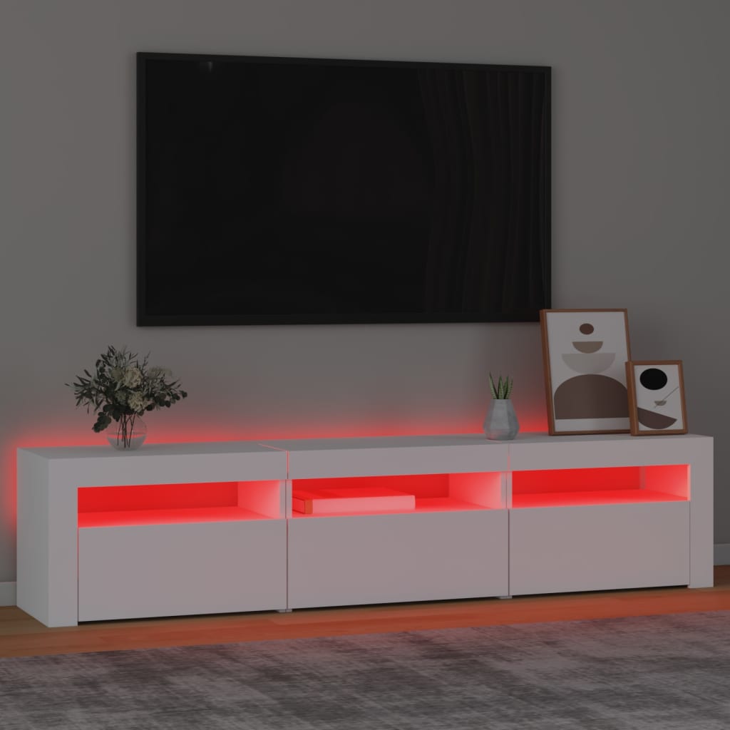 vidaXL Comodă TV cu lumini LED, alb, 180x35x40 cm