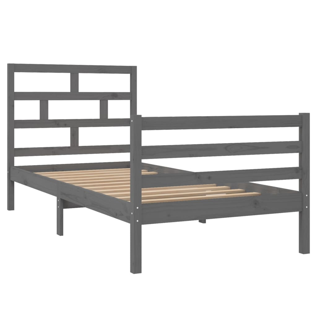vidaXL Cadru de pat,gri, 90x200 cm, lemn masiv de pin