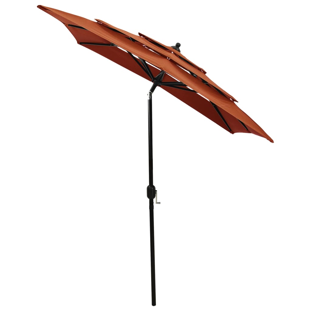 vidaXL Umbrelă de soare 3 niveluri, stâlp aluminiu, cărămiziu, 2x2 m