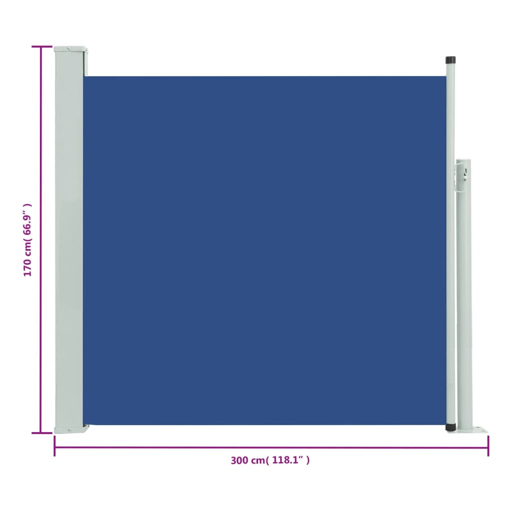 vidaXL Copertină laterală retractabilă de terasă, albastru, 170x300 cm