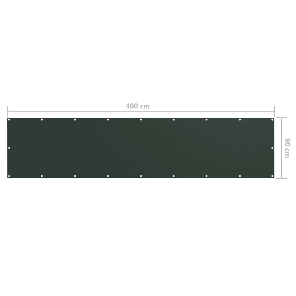 vidaXL Paravan de balcon, verde închis, 90x400 cm, țesătură oxford