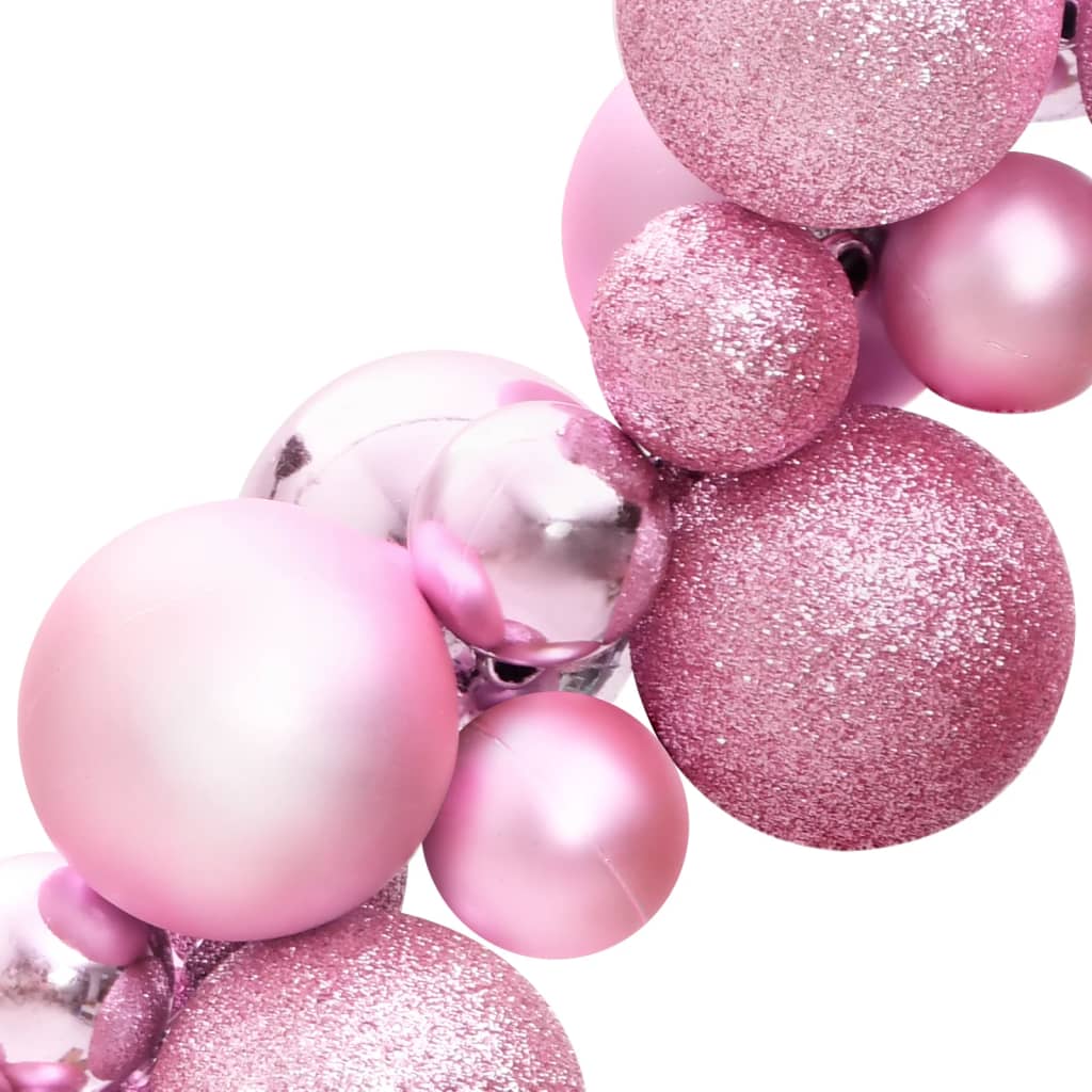 vidaXL Ghirlandă de Crăciun cu globuri, roz, 175 cm, polistiren