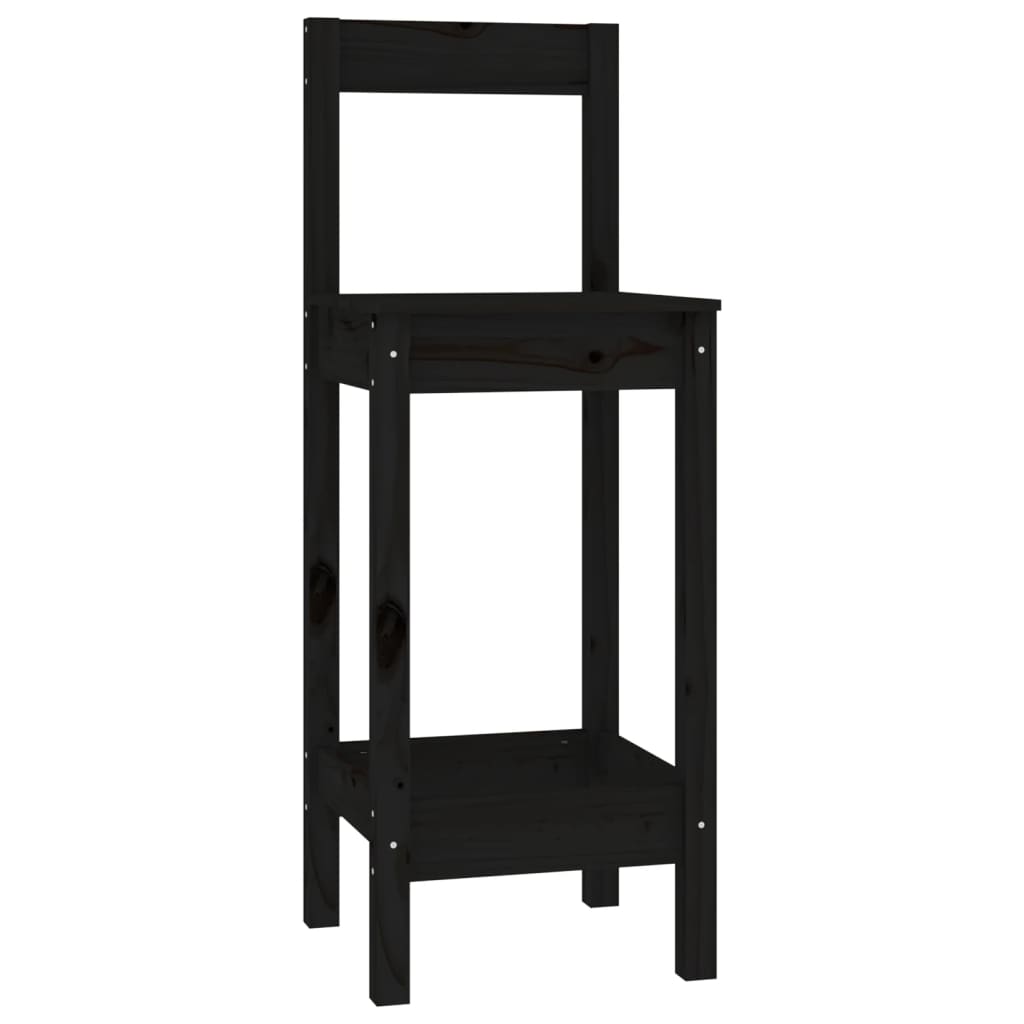vidaXL Set scaune de bar, negru, 6 piese, lemn masiv de pin