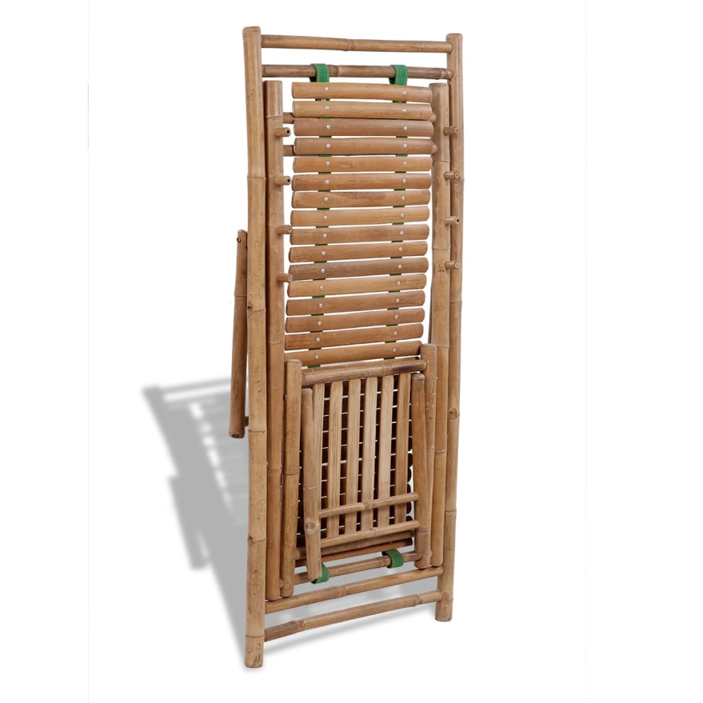 vidaXL Scaun pliabil de exterior, cu taburet, bambus