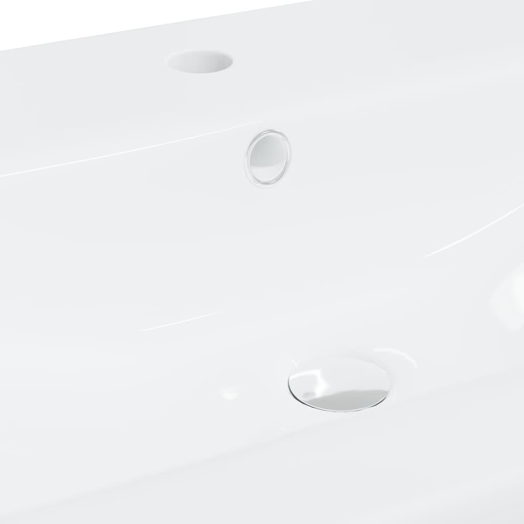 vidaXL Chiuvetă încorporată cu robinet, alb, 91x39x18 cm, ceramică